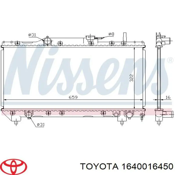 Радиатор охлаждения двигателя Toyota 1640016450 цена, от 66.32 USD
