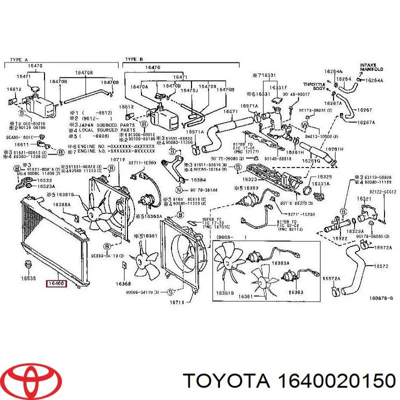 Радиатор 1640020150 Toyota