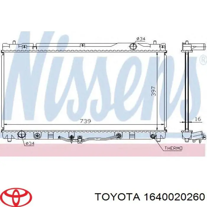 Радиатор 1640020260 Toyota