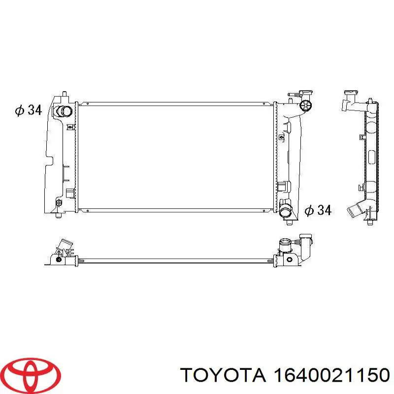 Купить 1640021150 Toyota Радиатор водяной