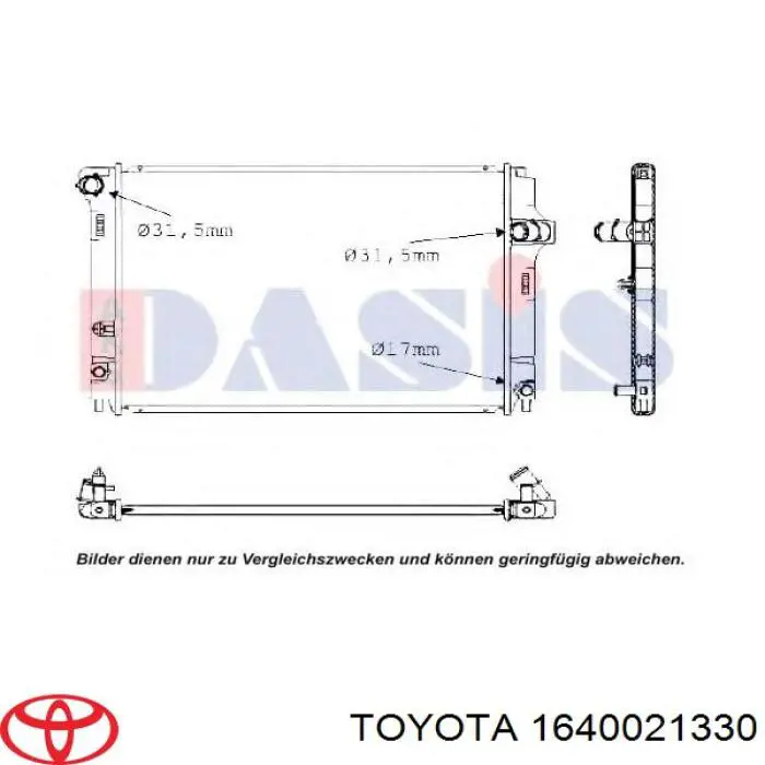 1640021330 Toyota radiador de esfriamento de motor