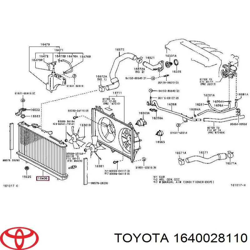 1640028410 Toyota radiador de esfriamento de motor