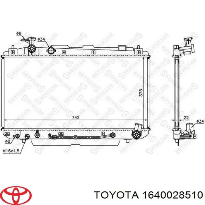 Радиатор 1640028510 Toyota