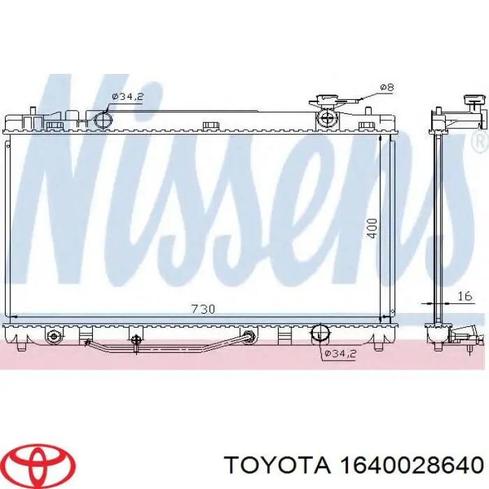 Купить 1640028640 Toyota Радиатор водяной