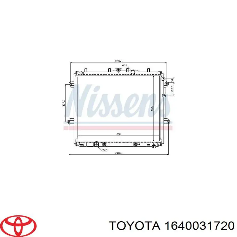 Радиатор охлаждения двигателя Toyota 1640031720 цена, от 172.18 USD