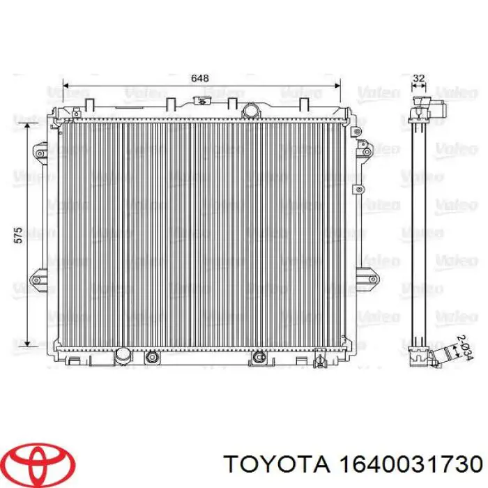 Радиатор охлаждения двигателя Toyota 1640031731 цена, от 110.59 USD