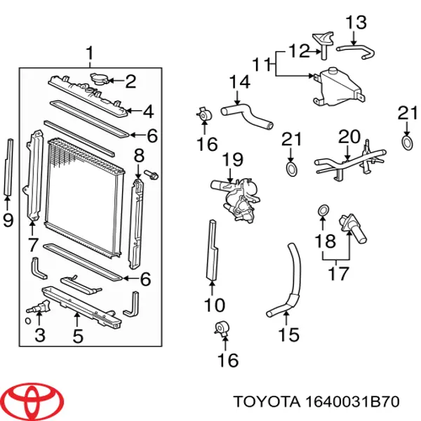 Купить 1640031B70 Toyota Радиатор водяной