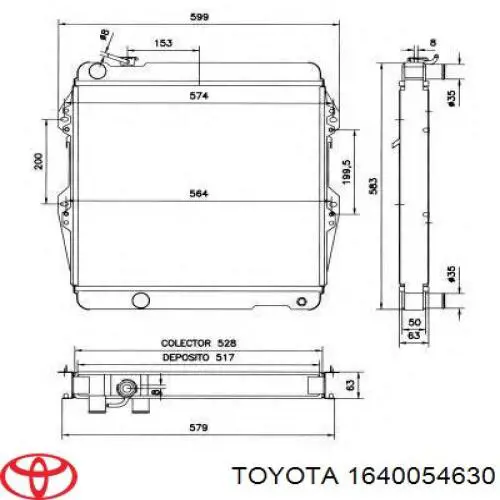 Купить 1640054630 Toyota Радиатор водяной