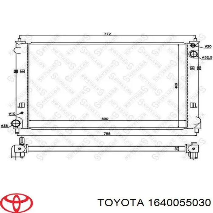 Радиатор 1640055030 Toyota