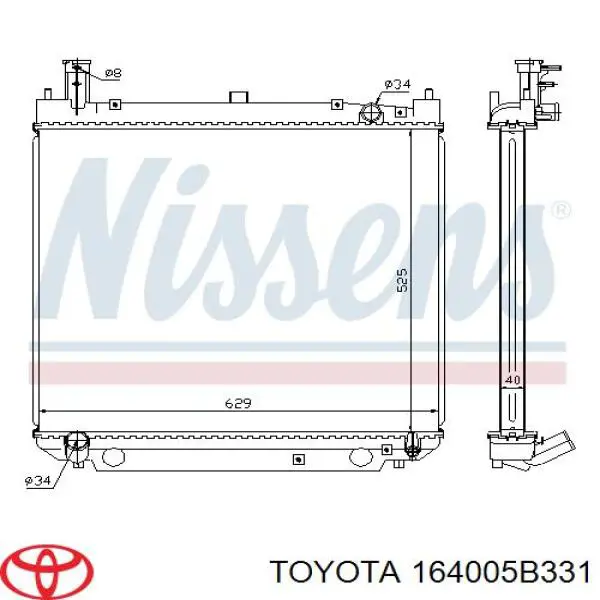 Радиатор охлаждения двигателя Toyota 164005B331 цена, от 127.99 USD