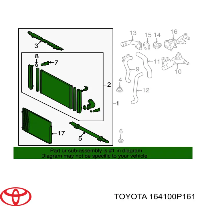 Радиатор охлаждения двигателя TOYOTA 164100P161