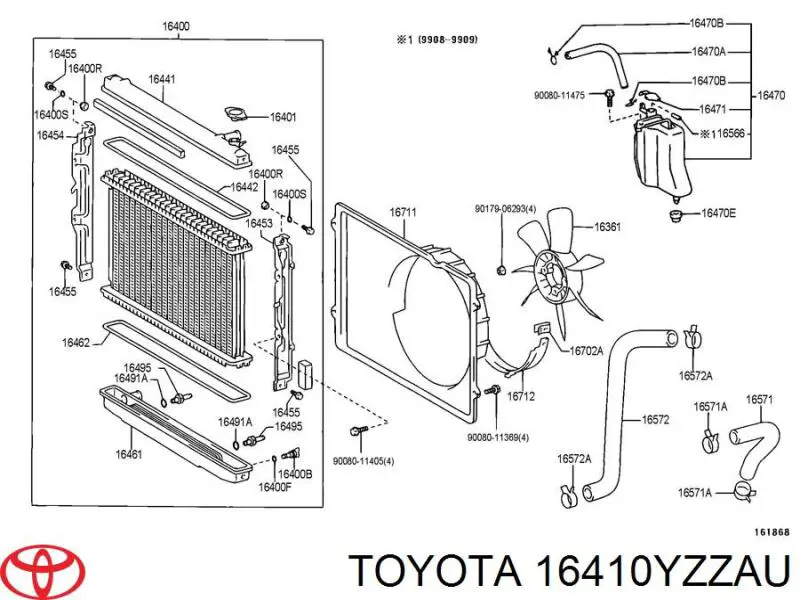 Купить 16410YZZAU Toyota Радиатор водяной
