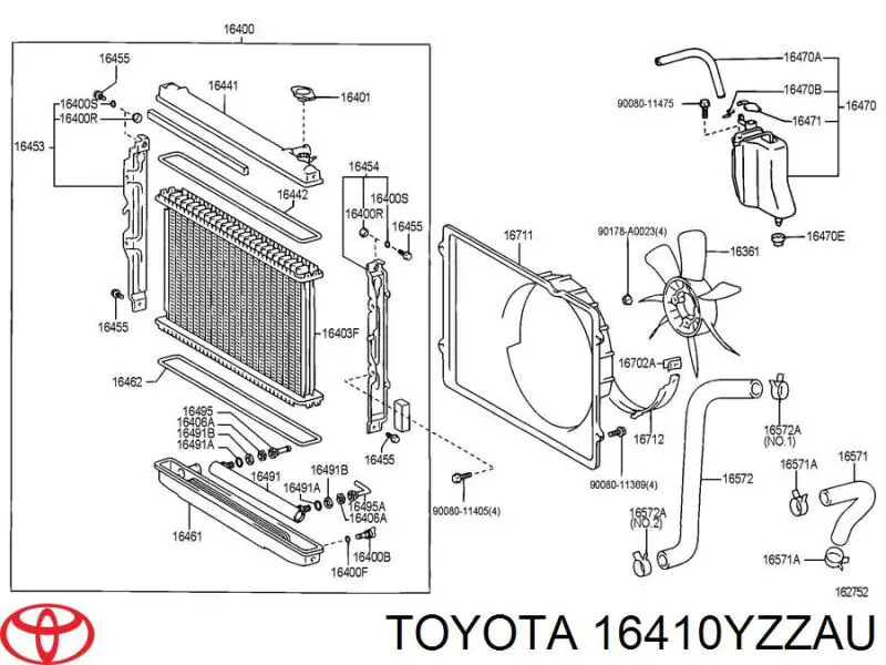 Радиатор охлаждения двигателя Toyota 16410YZZAU цена, от 138.75 USD