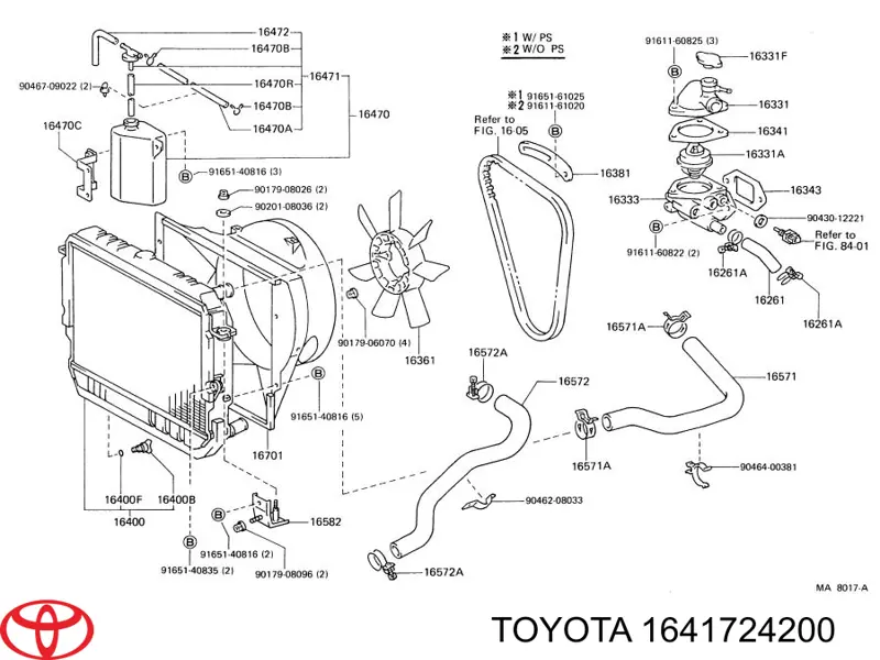 Кран сливной радиатора охлаждения Toyota 1641724200