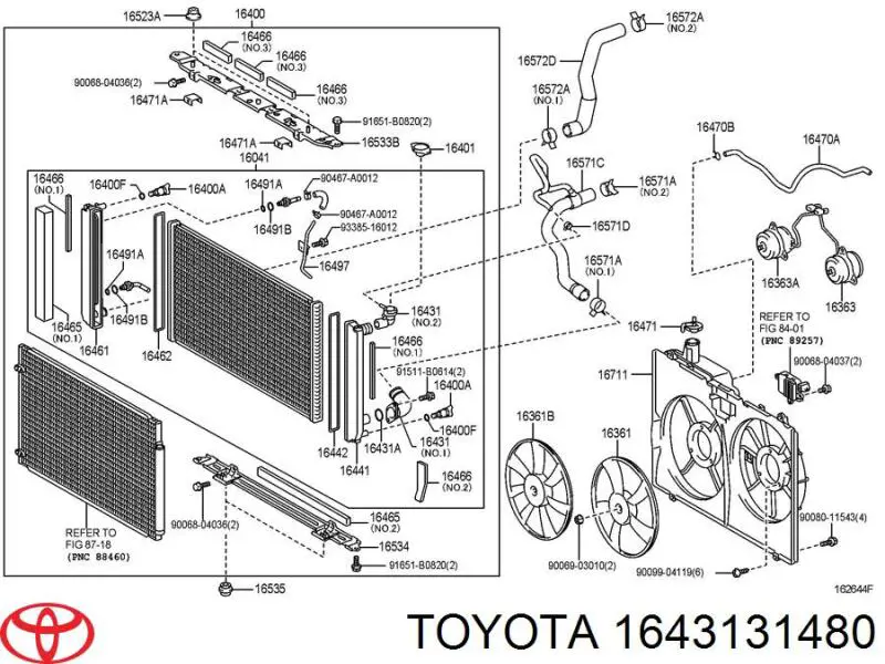 1643131480 Toyota mangueira (cano derivado do radiador de esfriamento superior)