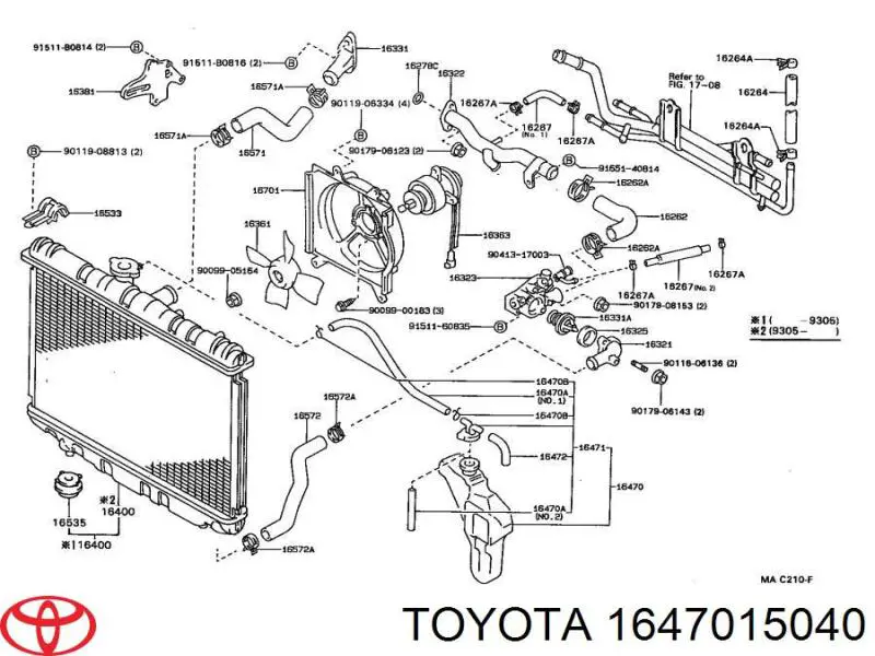 Купить 1647015040 Toyota Водяной бачок системы охлаждения