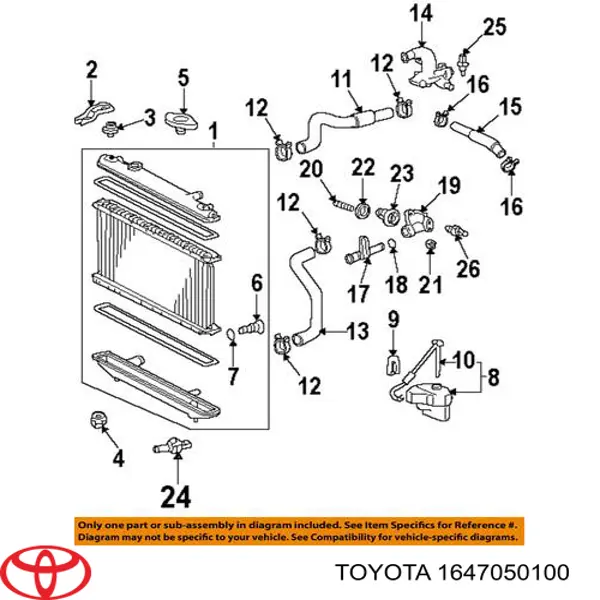 Бачок системы охлаждения двигателя расширительный Toyota 1647050100 цена, от 38.35 USD