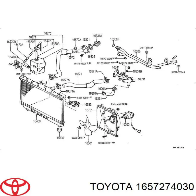 Патрубок радиатора печки 1657274030 Toyota