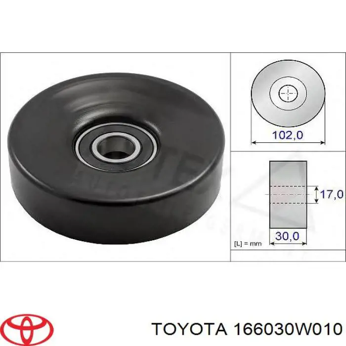 Ролик натягувача приводного ременя 166030W010 Toyota