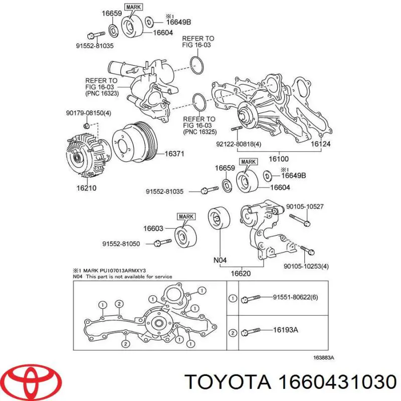 1660431030 Toyota rolo parasita da correia de transmissão