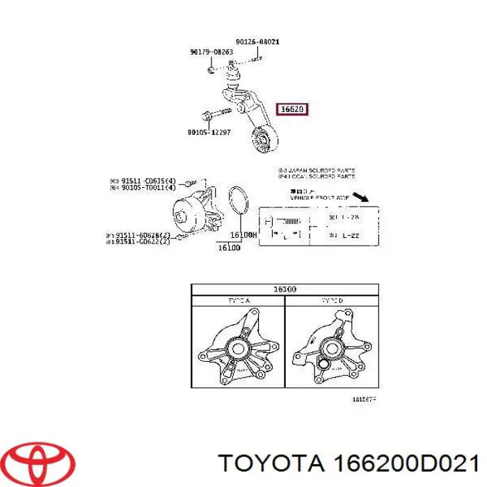 166200D021 Toyota натяжитель приводного ремня