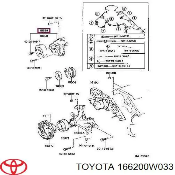 Натяжитель приводного ремня 166200W033 Toyota