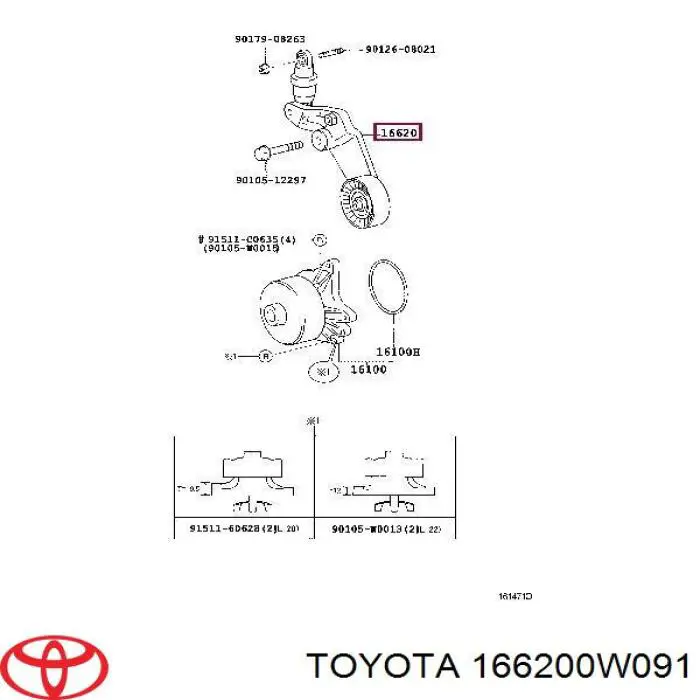Купить 166200W091 Toyota Натяжитель приводного ремня