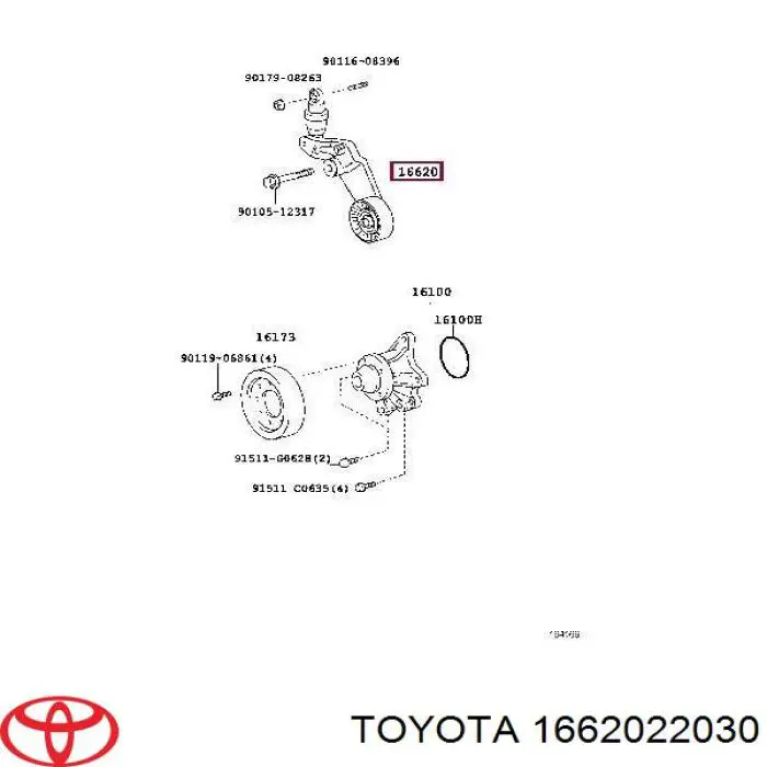 Купить 1662022030 Toyota Натяжитель приводного ремня