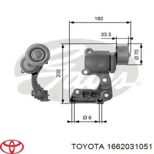 Натягувач приводного ременя 1662031051 Toyota