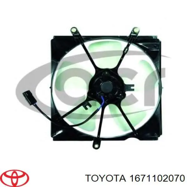 Difusor de radiador, ventilador de refrigeración, condensador del aire acondicionado, completo con motor y rodete 1671102070 Toyota