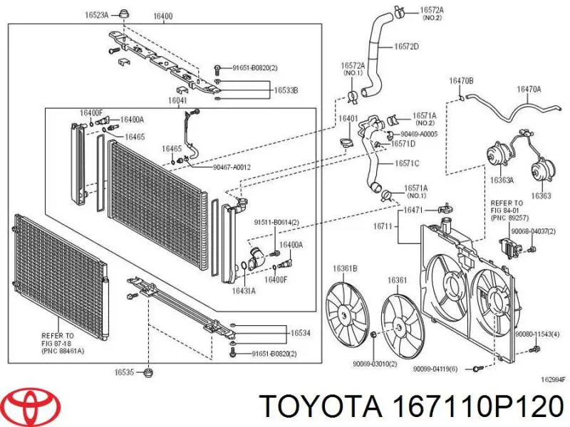 Диффузор радиатора 167110P120 Toyota