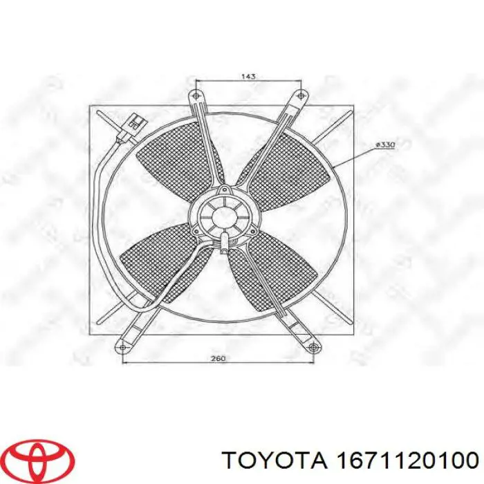 Диффузор радиатора кондиционера 1671120100 Toyota