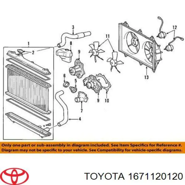 Диффузор радиатора 1671120120 Toyota