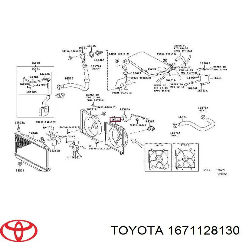 1671128130 Toyota диффузор радиатора охлаждения