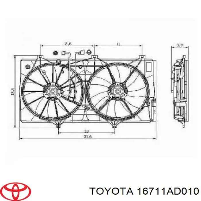 Купить 16711AD010 Toyota Рамка радиатора охлаждения