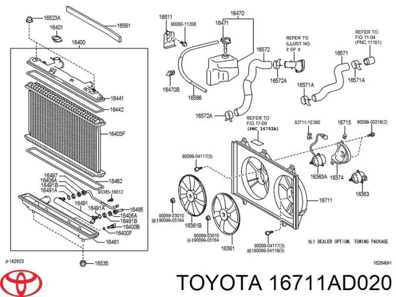 16711AD020 Toyota диффузор радиатора охлаждения