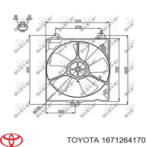 Диффузор радиатора кондиционера 1671264170 Toyota