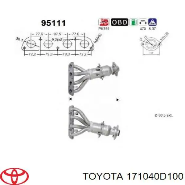 171040D100 Toyota конвертор - катализатор