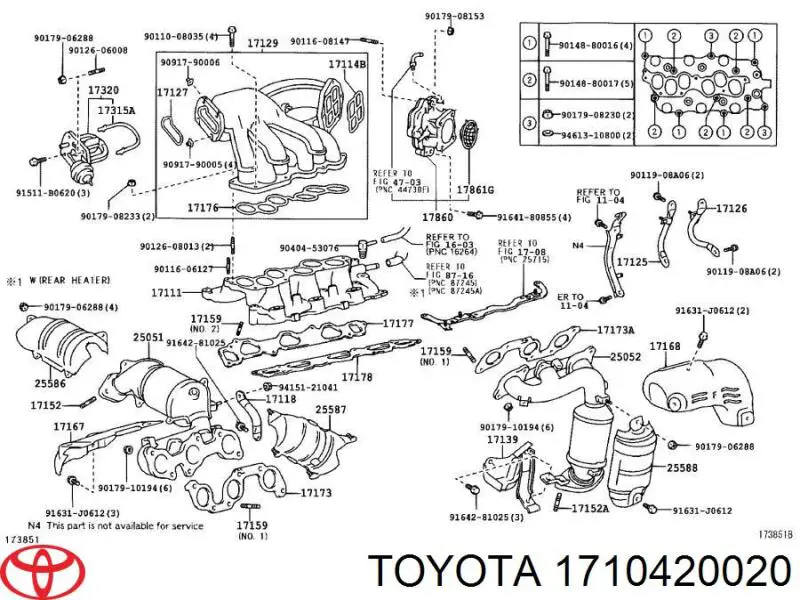 Коллектор выпускной правый 1710420020 Toyota