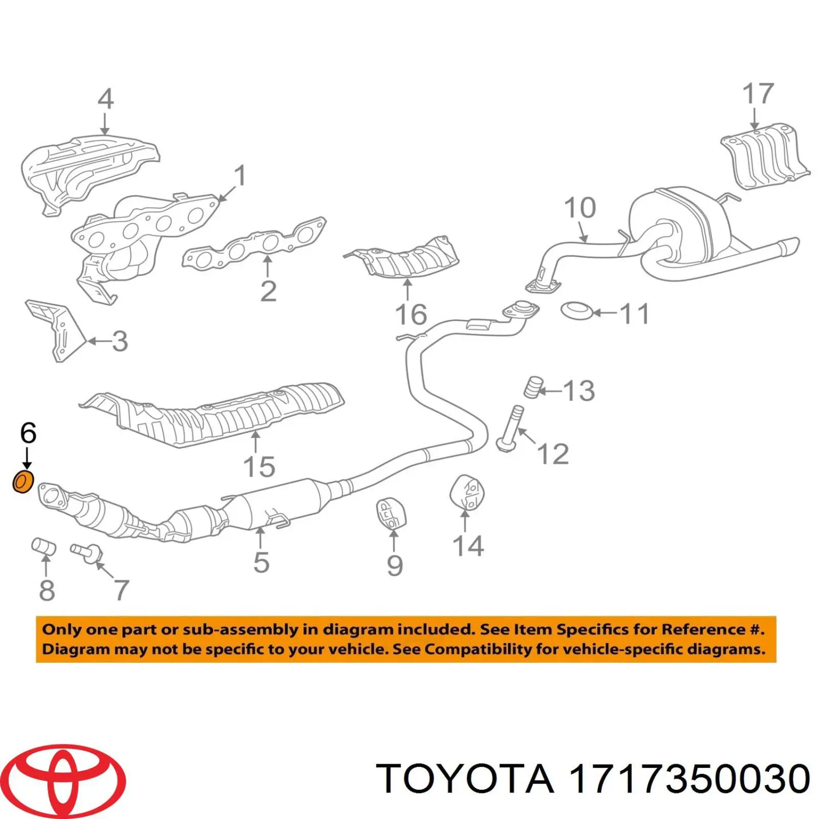 Прокладка выпускного коллектора Toyota 1717350030