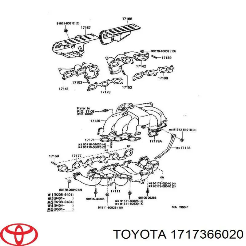 Прокладка коллектора 1717366020 Toyota