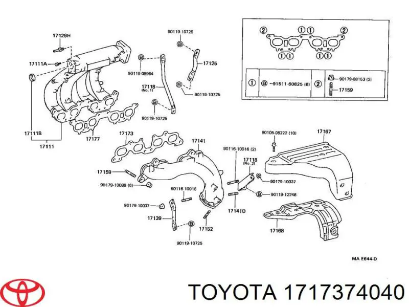 Прокладка коллектора выпускного Toyota 1717374040 цена, от 17.72 USD