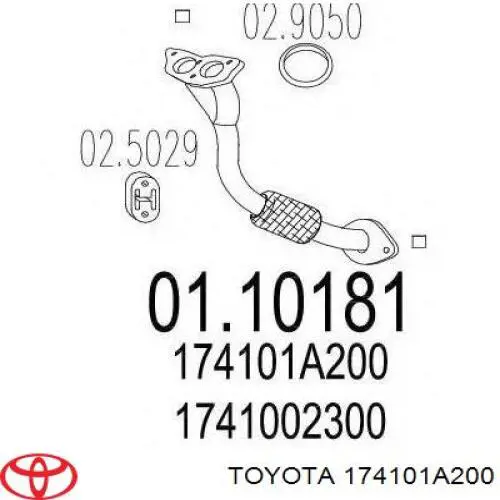 Tubo de admisión del silenciador de escape delantero 174101A200 Toyota