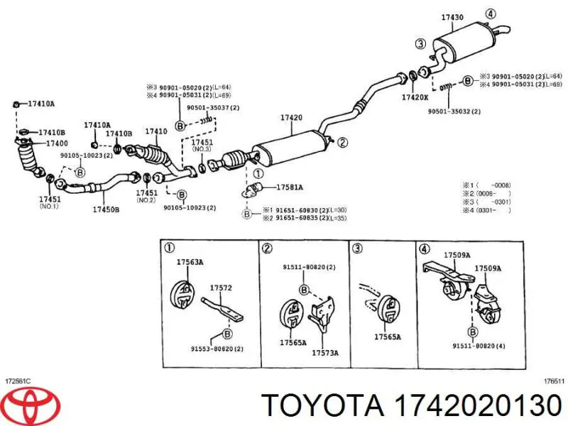 1742020130 Toyota silenciador, parte central