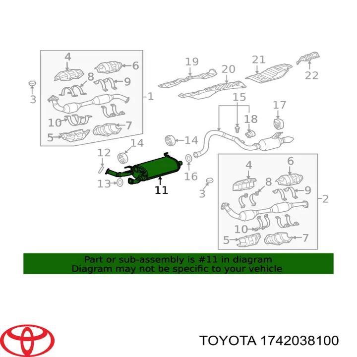 1742038100 Toyota silenciador, parte central