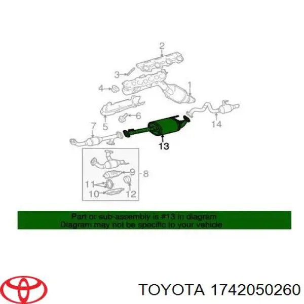 1742050260 Toyota silenciador, parte central