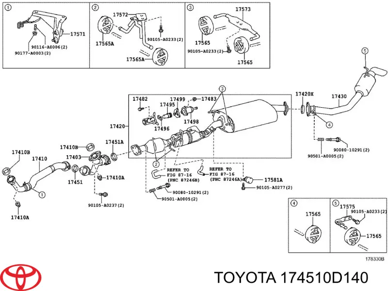 Кольцо приемной трубы глушителя Toyota 174510D140