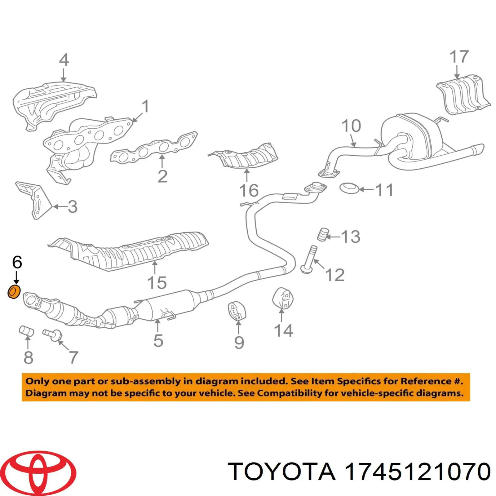 Прокладка приемной трубы глушителя Toyota 1745121070