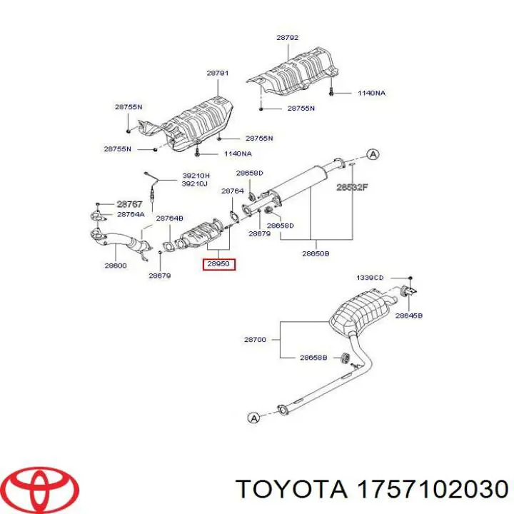 Хомут глушителя передний 1757102030 Toyota