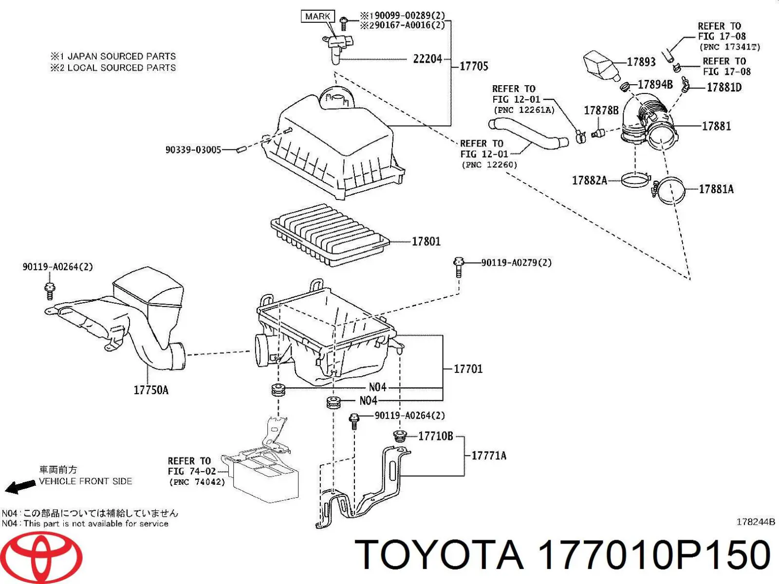 Корпус воздушного фильтра, нижняя часть Toyota 177010P150 цена, от 70.29 USD